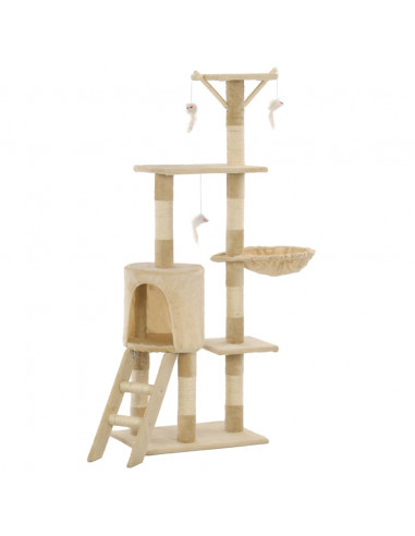 Albero per Gatti con Tiragraffi in Sisal 138 cm Beige
