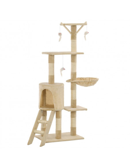 Albero per Gatti con Tiragraffi in Sisal 138 cm Beige