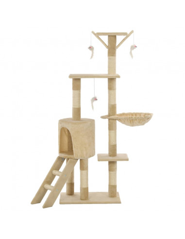 Albero per Gatti con Tiragraffi in Sisal 138 cm Beige