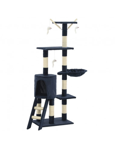 Albero per Gatti con Tiragraffi in Sisal 138 cm Blu Scuro