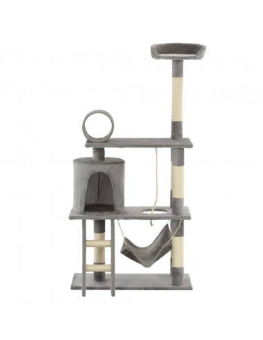 Albero per Gatti con Tiragraffi in Sisal 140 cm Grigio