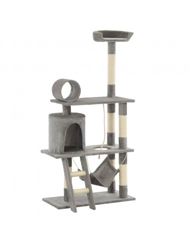 Albero per Gatti con Tiragraffi in Sisal 140 cm Grigio