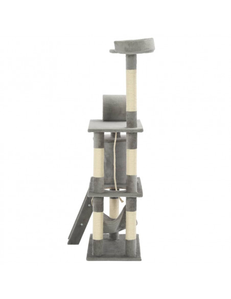 Albero per Gatti con Tiragraffi in Sisal 140 cm Grigio