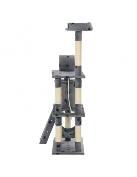 Albero per Gatti e Tiragraffi Sisal 140cm Zampe Stampate Grigio