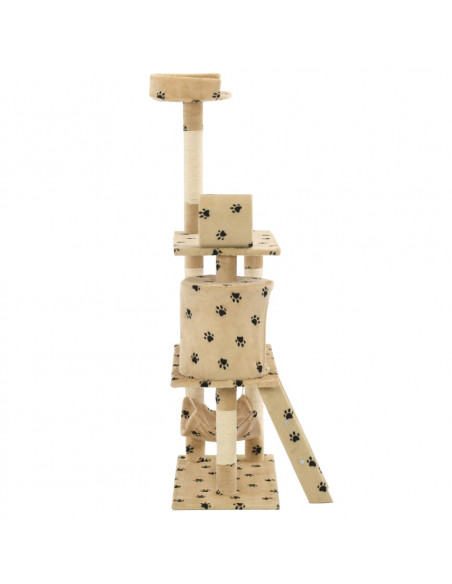 Albero per Gatti e Tiragraffi Sisal 140 cm Zampe Stampate Beige