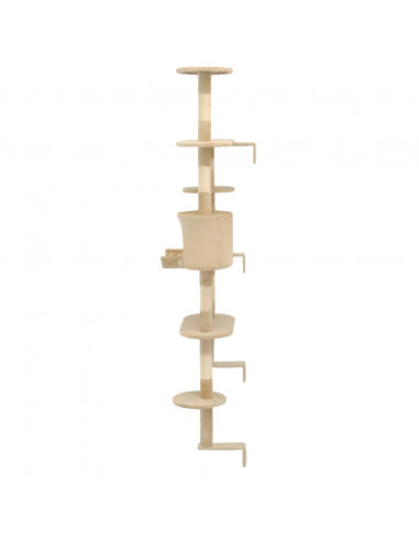 Albero per Gatti con Tiragraffi in Sisal da Parete 194 cm Beige