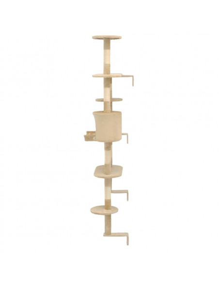 Albero per Gatti con Tiragraffi in Sisal da Parete 194 cm Beige