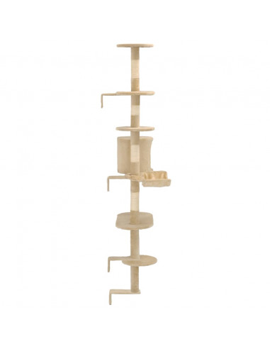 Albero per Gatti con Tiragraffi in Sisal da Parete 194 cm Beige