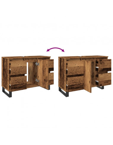 Mobile da Bagno Legno Antico 80x33x60 cm in Truciolato