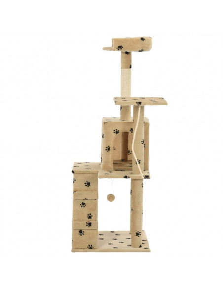 Albero per Gatti e Tiragraffi Sisal 120 cm Zampe Stampate Beige