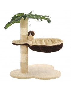 Albero per Gatti con Tiragraffi in Sisal 50cm Beige e Marrone 2