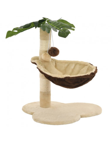 Albero per Gatti con Tiragraffi in Sisal 50cm Beige e Marrone