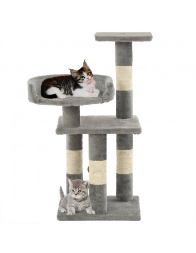 Albero per Gatti con Tiragraffi in Sisal 65 cm Grigio