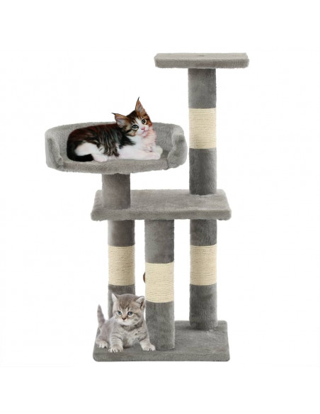 Albero per Gatti con Tiragraffi in Sisal 65 cm Grigio
