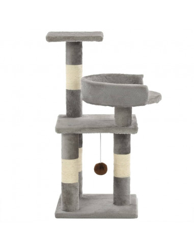 Albero per Gatti con Tiragraffi in Sisal 65 cm Grigio