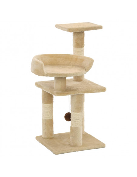 Albero per Gatti con Tiragraffi in Sisal 65 cm Beige