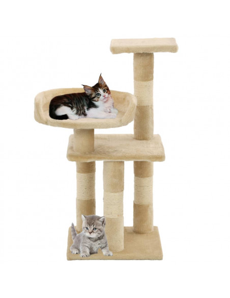 Albero per Gatti con Tiragraffi in Sisal 65 cm Beige