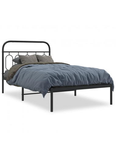 Giroletto con Testiera in Metallo Nero 100x190 cm