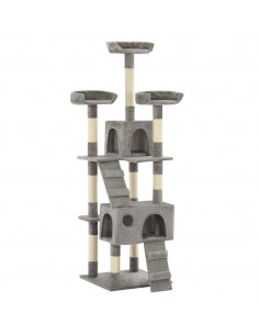 Albero per Gatti con Tiragraffi in Sisal 170 cm Grigio 2
