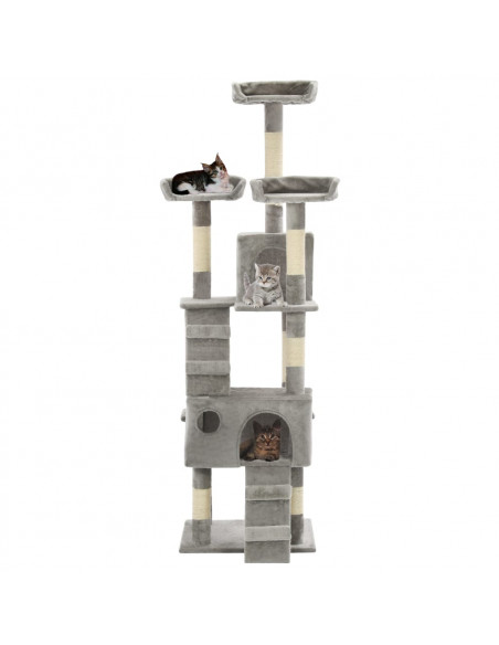 Albero per Gatti con Tiragraffi in Sisal 170 cm Grigio