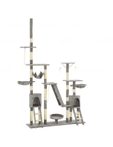 Albero per Gatti con Tiragraffi in Sisal 230-250 cm Grigio