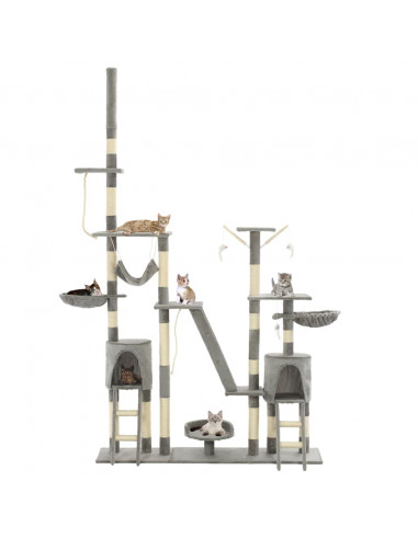 Albero per Gatti con Tiragraffi in Sisal 230-250 cm Grigio