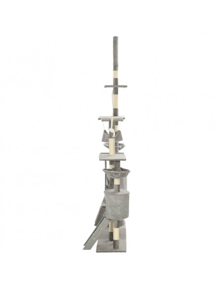 Albero per Gatti con Tiragraffi in Sisal 230-250 cm Grigio