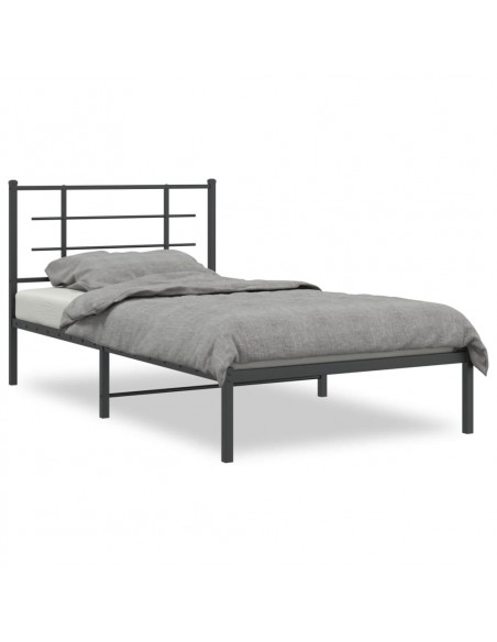 Giroletto con Testiera in Metallo Nero 100x190 cm
