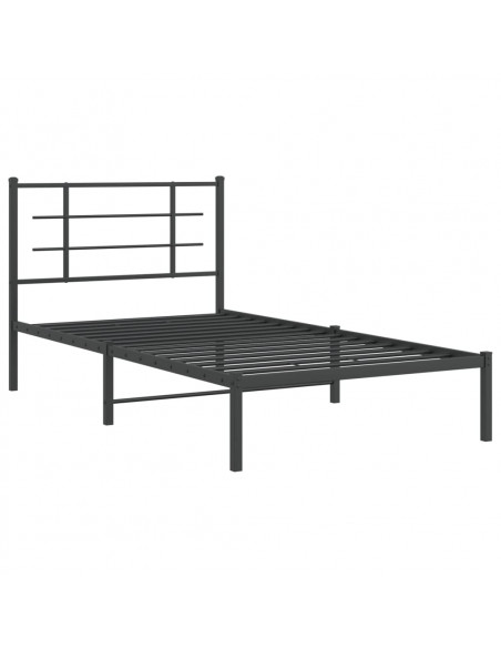 Giroletto con Testiera in Metallo Nero 100x190 cm