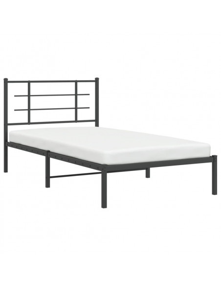 Giroletto con Testiera in Metallo Nero 100x190 cm