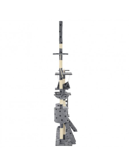 Albero per Gatti Tiragraffi Sisal 230-250cm Stampa Zampe Grigio