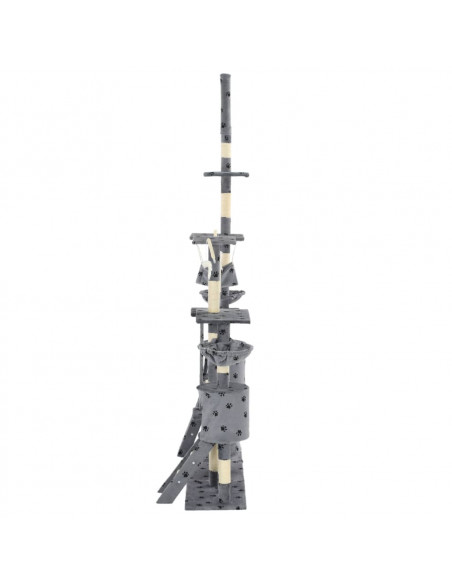 Albero per Gatti Tiragraffi Sisal 230-250cm Stampa Zampe Grigio