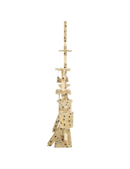 Albero per Gatti Tiragraffi Sisal 230-250cm Stampa Zampe Beige
