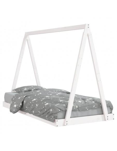 Giroletto per Bambini Bianco 90x190cm in Legno Massello di Pino