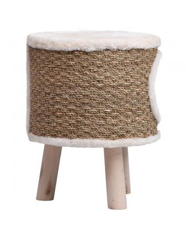 Cuccia per Gatti con Gambe in Legno 41 cm in Giunco