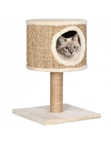 Albero per Gatti con Casetta e Palo Tiragraffi 52 cm in Giunco