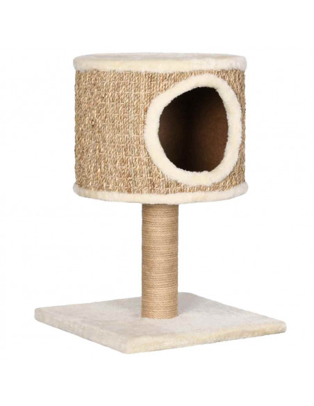 Albero per Gatti con Casetta e Palo Tiragraffi 52 cm in Giunco