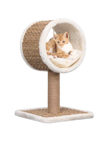 Albero per Gatti con Tunnel in Alto e Giocattolo 56cm in Giunco