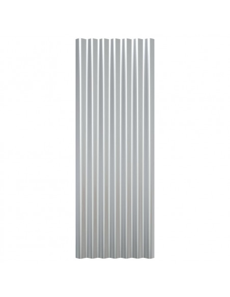 Pannelli per Tetto 12pz in Acciaio Verniciato Argento 100x36 cm