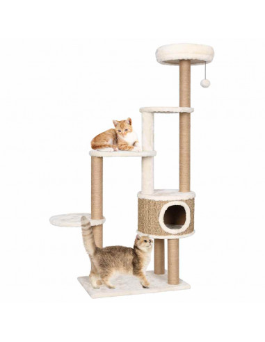 Albero per Gatti con Cuscino Lusso e Tiragraffi 148cm in Giunco