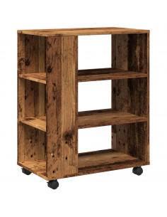 Mobiletto con Ruote Legno Antico 60x35x75 cm Legno Multistrato 2