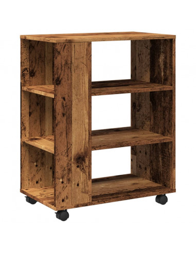 Mobiletto con Ruote Legno Antico 60x35x75 cm Legno Multistrato