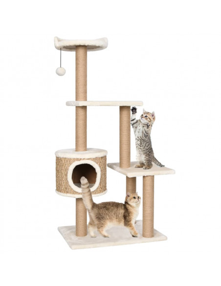 Albero per Gatti con Palo Tiragraffi 123 cm in Giunco