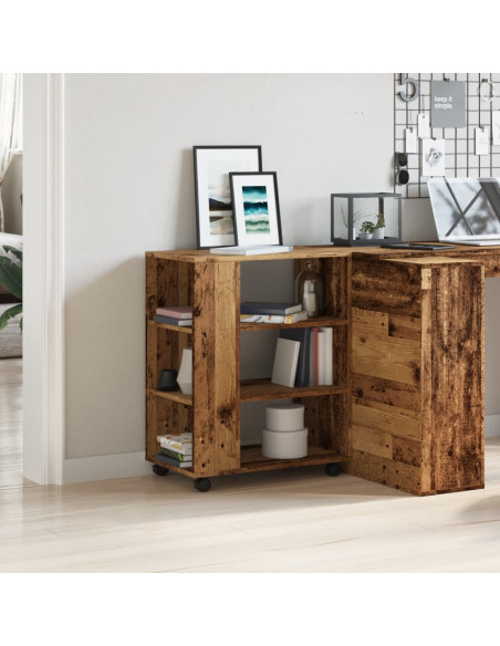 Mobiletto con Ruote Legno Antico 60x35x75 cm Legno Multistrato