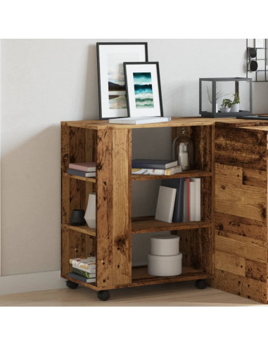 Mobiletto con Ruote Legno Antico 60x35x75 cm Legno Multistrato