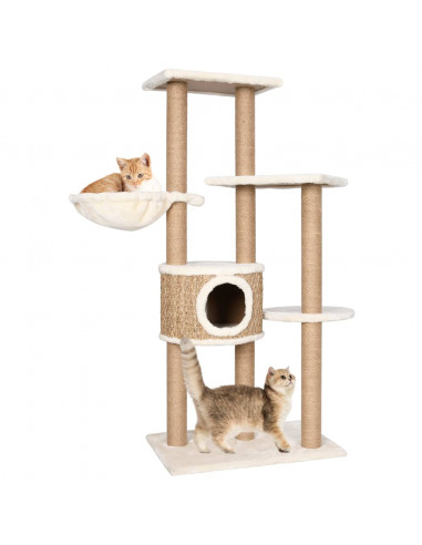 Albero per Gatti con Palo Tiragraffi 126 cm in Giunco