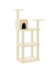 Albero per Gatti con Tiragraffi in Sisal Crema 118,5 cm 2