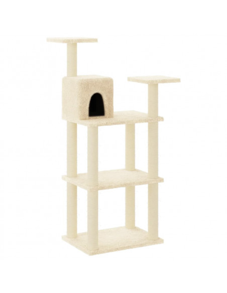 Albero per Gatti con Tiragraffi in Sisal Crema 118,5 cm