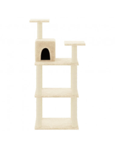 Albero per Gatti con Tiragraffi in Sisal Crema 118,5 cm