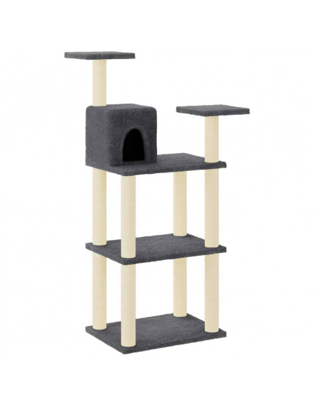 Albero per Gatti con Tiragraffi in Sisal Grigio Scuro 118,5 cm